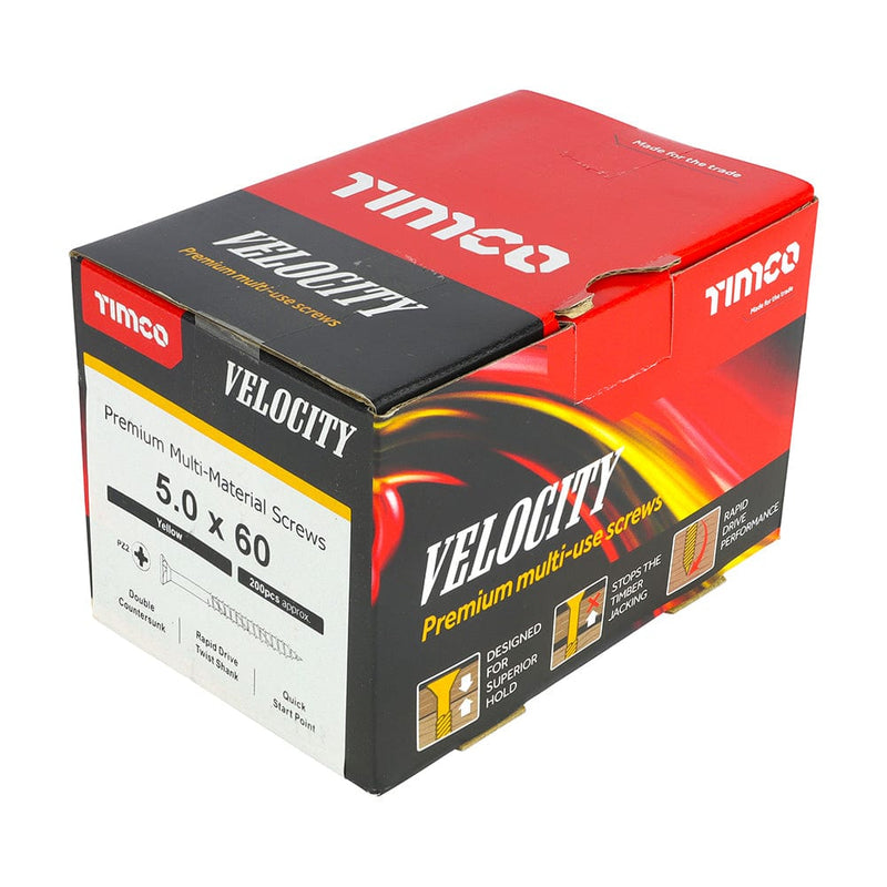 TIMCO Screws 5.0 x 60 / 200 / Box TIMCO Velocity Premium Multi-Use Countersunk Gold Woodscrews