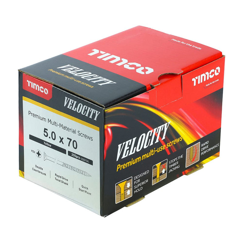 TIMCO Screws 5.0 x 70 / 200 / Box TIMCO Velocity Premium Multi-Use Countersunk Gold Woodscrews