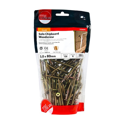 TIMCO Screws 5.0 x 80 / 120 / TIMbag TIMCO Solo Countersunk Gold Woodscrews