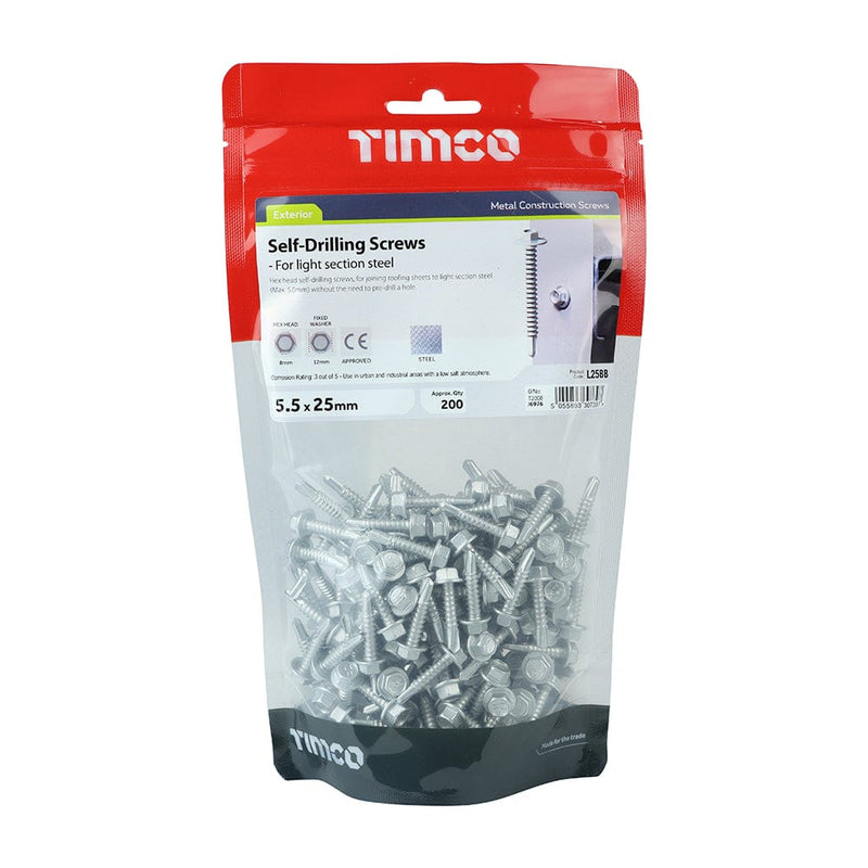 TIMCO Screws 5.5 x 25 / 200 TIMCO Self-Drilling Light Section Screws Exterior Silver