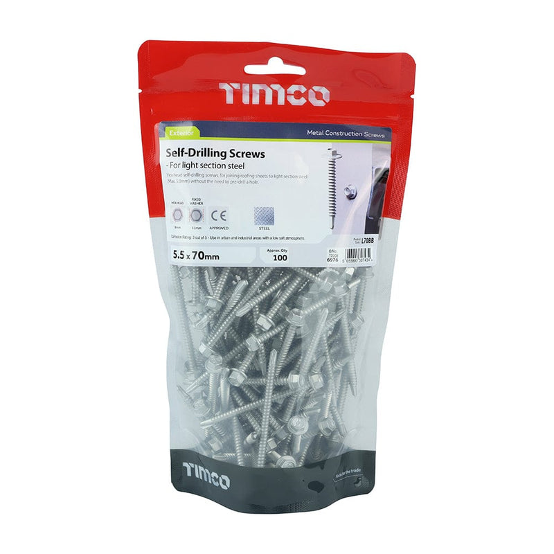 TIMCO Screws 5.5 x 70 / 100 TIMCO Self-Drilling Light Section Screws Exterior Silver