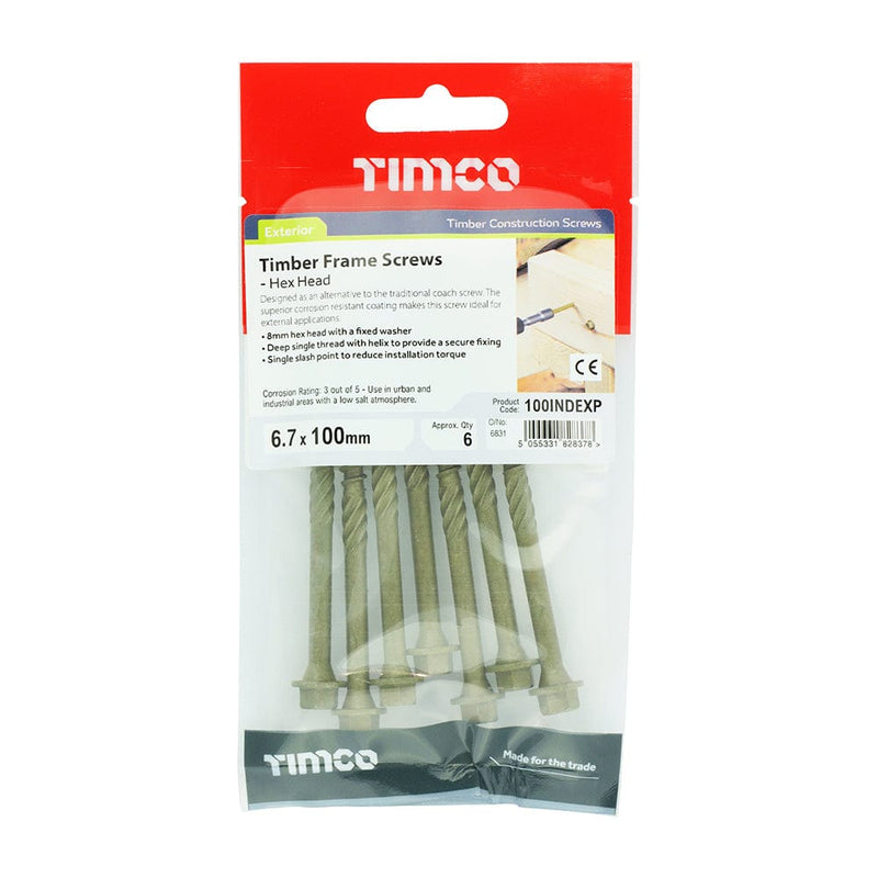 TIMCO Screws 6.7 x 100 / 6 / TIMpac TIMCO Timber Screws Hex Flange Head Exterior Green