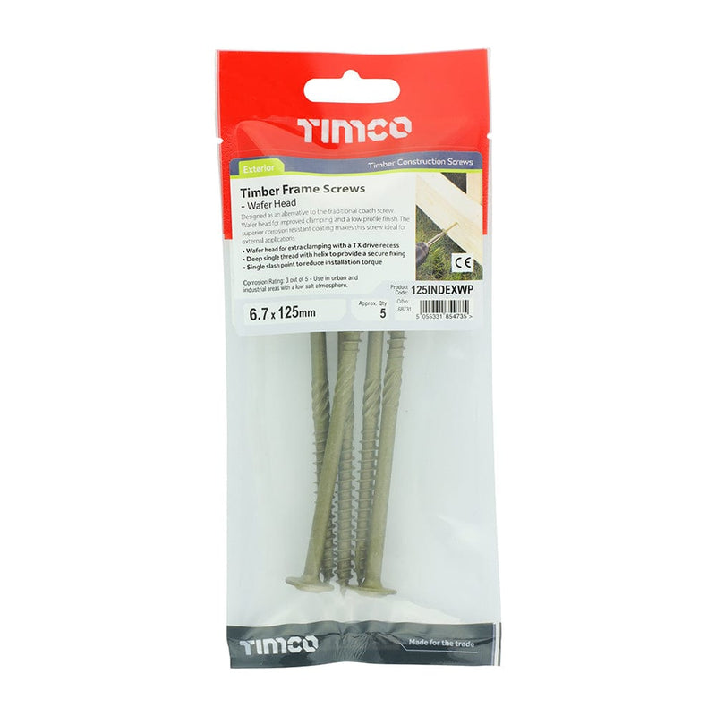 TIMCO Screws 6.7 x 125 / 5 TIMCO Wafer Head Exterior Green Timber Screws