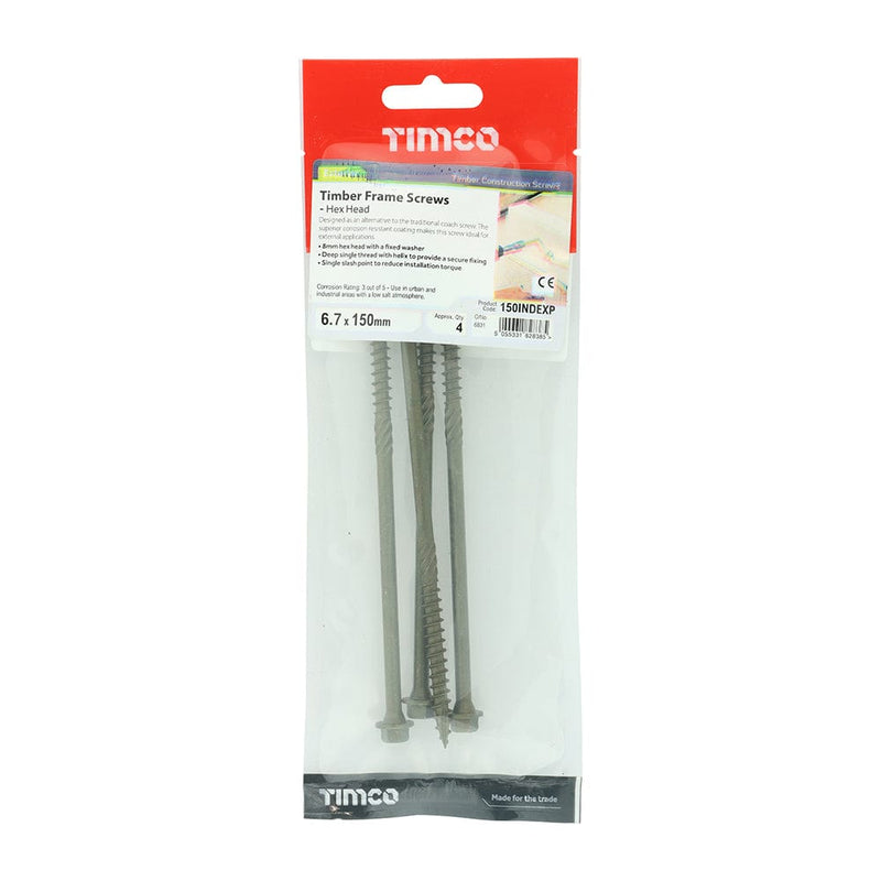 TIMCO Screws 6.7 x 150 / 4 / TIMpac TIMCO Timber Screws Hex Flange Head Exterior Green