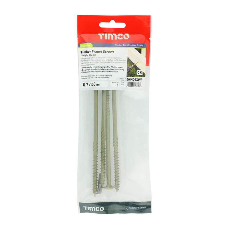 TIMCO Screws 6.7 x 150 / 4 / TIMpac TIMCO Wafer Head Exterior Green Timber Screws