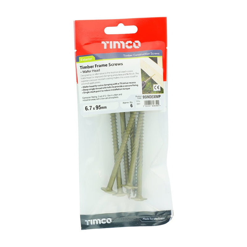 TIMCO Screws 6.7 x 95 / 6 TIMCO Wafer Head Exterior Green Timber Screws