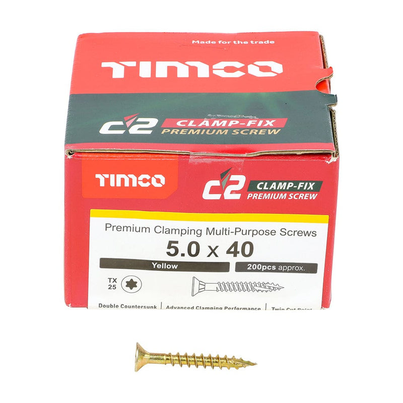 TIMCO Screws TIMCO C2 Clamp-Fix Multi-Purpose Premium Countersunk Gold Woodscrews