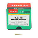 TIMCO Screws TIMCO C2 Strong-Fix Multi-Purpose Premium Countersunk Gold Woodscrews - Pack Qty - 1000 PCS