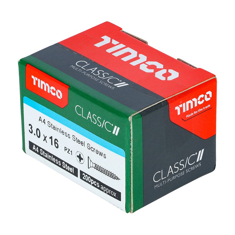 TIMCO Screws TIMCO Classic Multi-Purpose Countersunk A4 Stainless Steel Woodcrews - 3.0 x 16