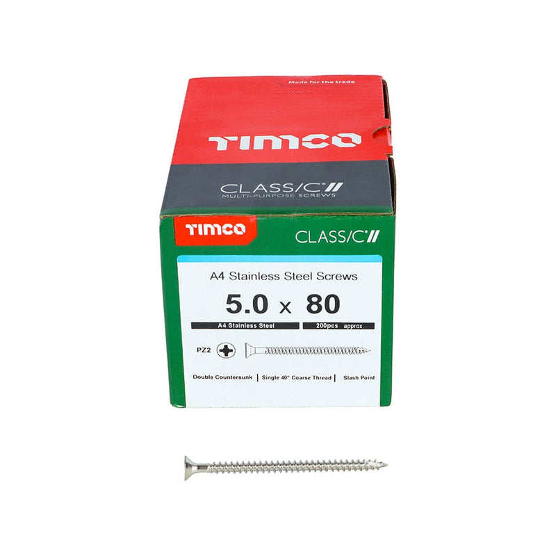 TIMCO Screws TIMCO Classic Multi-Purpose Countersunk A4 Stainless Steel Woodcrews