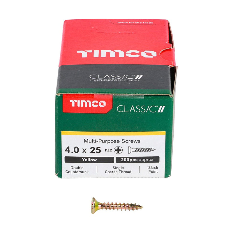 3.5 - 5.0Mm Timco Classic Multi-Purpose Countersunk Gold Woodscrews - Boxed