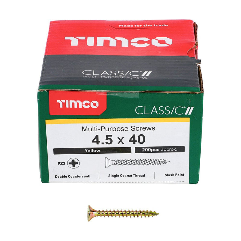 3.5 - 5.0Mm Timco Classic Multi-Purpose Countersunk Gold Woodscrews - Boxed