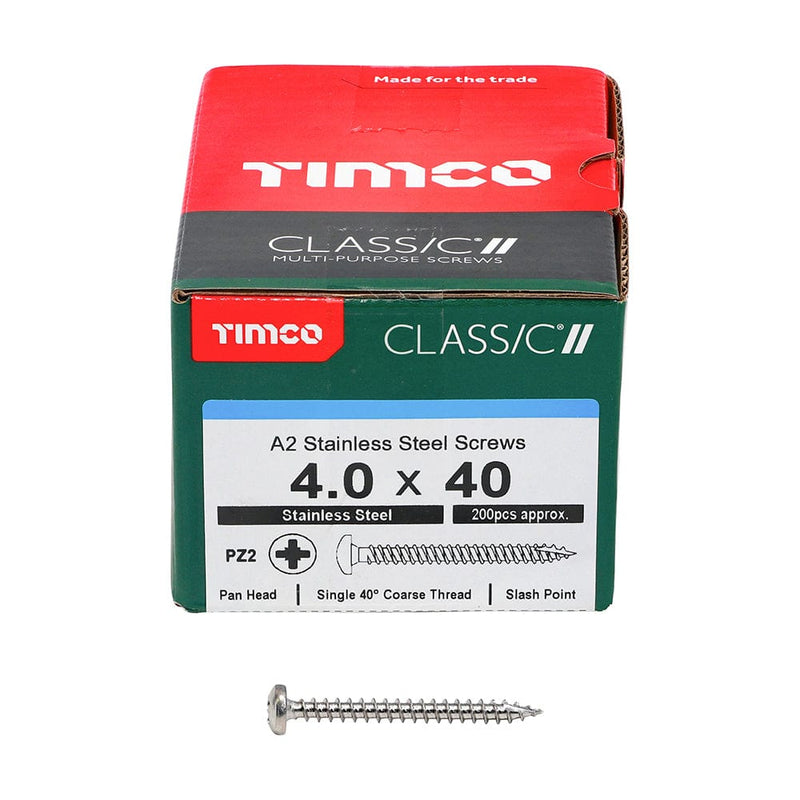 TIMCO Screws TIMCO Classic Multi-Purpose Pan Head A2 Stainless Steel Woodcrews
