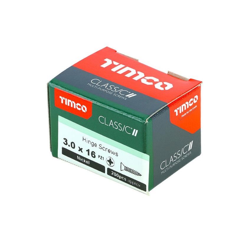 TIMCO Screws TIMCO Classic Multi-Purpose Reduced Head Countersunk Nickel Piano Hinge Woodscrews