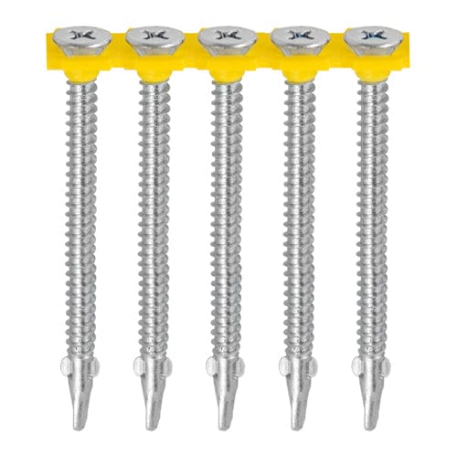 TIMCO Screws TIMCO Collated Self-Drilling Wing-Tip Steel to Timber Light Section Exterior Silver Screws  - 4.8 x 44