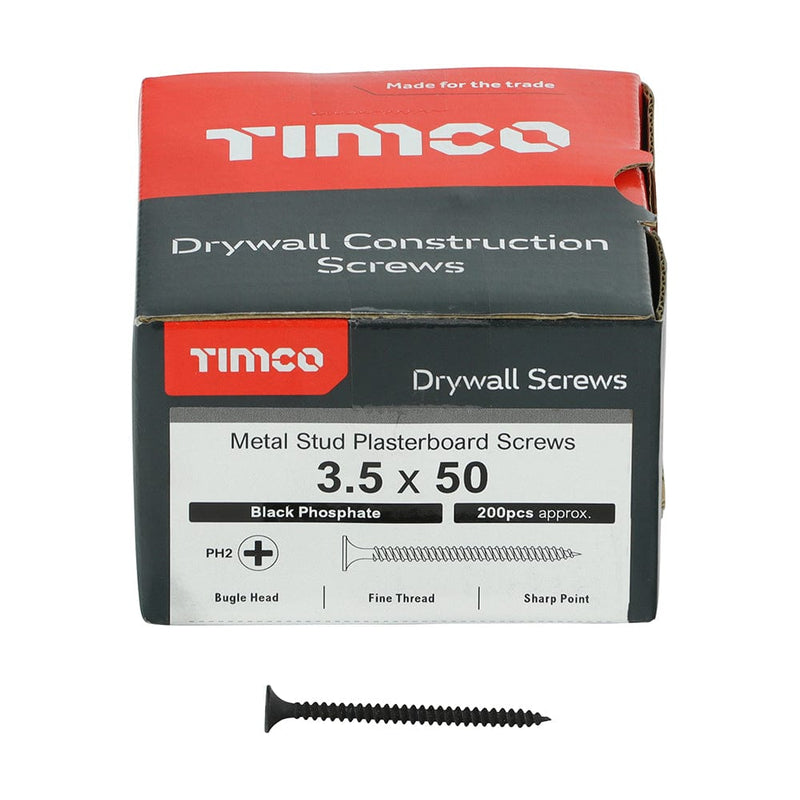 TIMCO Screws TIMCO Drywall Fine Thread Bugle Head Black Screws
