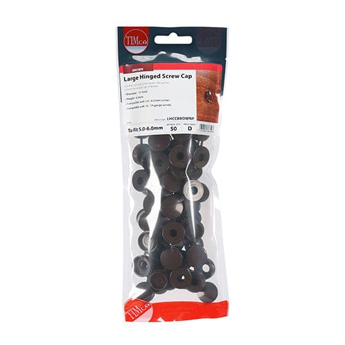 TIMCO Screws TIMCO Hinged Screw Caps Large Brown - To fit 5.0 to 6.0 Screw