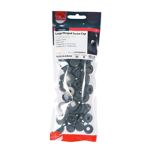 TIMCO Screws TIMCO Hinged Screw Caps Large Dark Grey - To fit 5.0 to 6.0 Screw