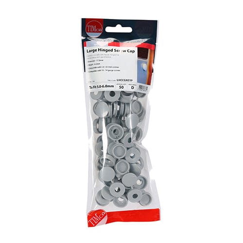 TIMCO Screws TIMCO Hinged Screw Caps Large Light Grey - To fit 5.0 to 6.0 Screw