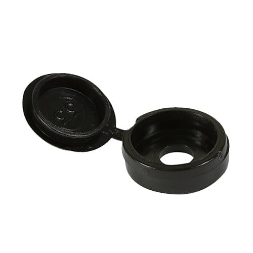 Timco Hinged Screw Caps Large Black To Fit 3 to 4.5 Screw - 100 Pack
