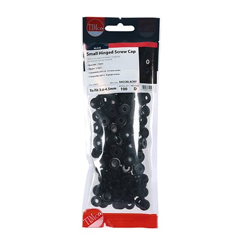 TIMCO Screws TIMCO Hinged Screw Caps Small Black - To fit 3.0 to 4.5 Screw