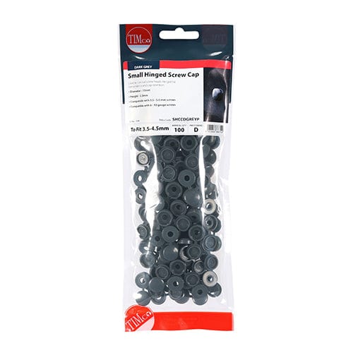 TIMCO Screws TIMCO Hinged Screw Caps Small Dark Grey - To fit 3.0 to 4.5 Screw