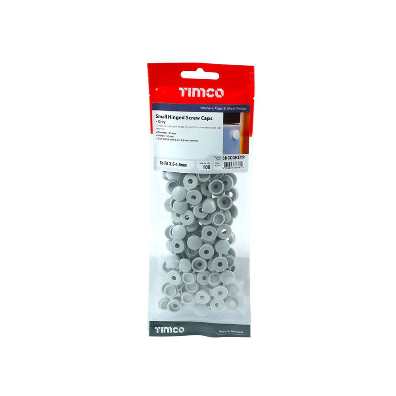 TIMCO Screws TIMCO Hinged Screw Caps Small Light Grey - To fit 3.0 to 4.5 Screw
