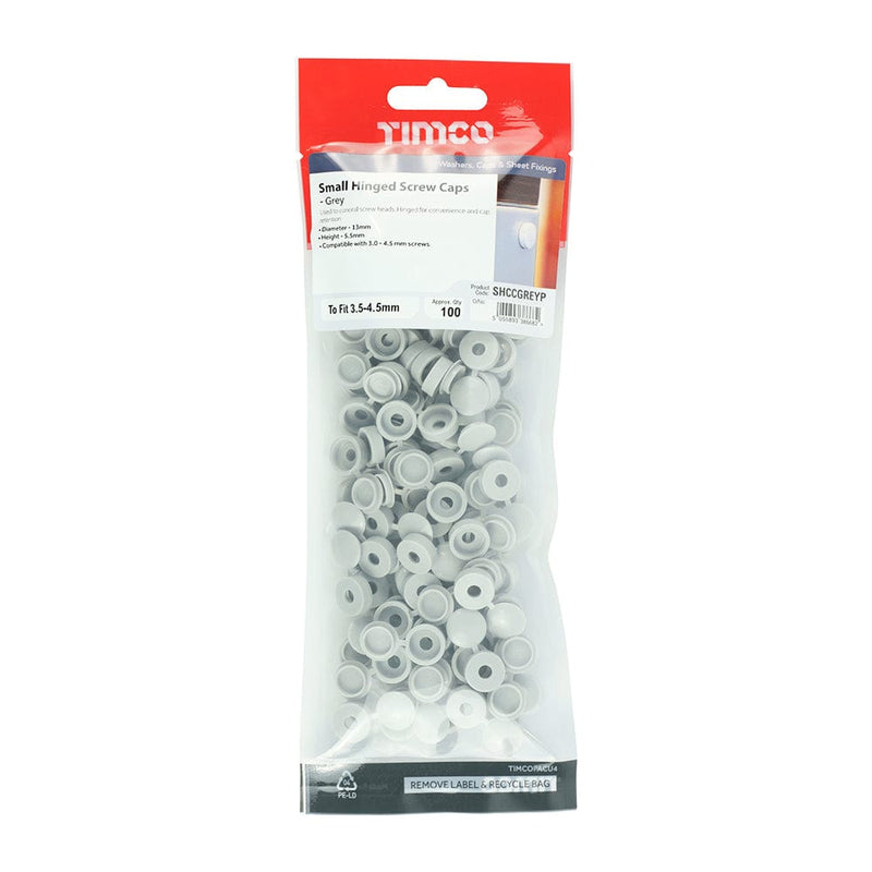 TIMCO Screws TIMCO Hinged Screw Caps Small Light Grey - To fit 3.0 to 4.5 Screw