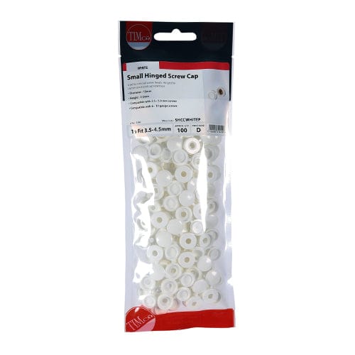 TIMCO Screws TIMCO Hinged Screw Caps Small White - To fit 3.0 to 4.5 Screw