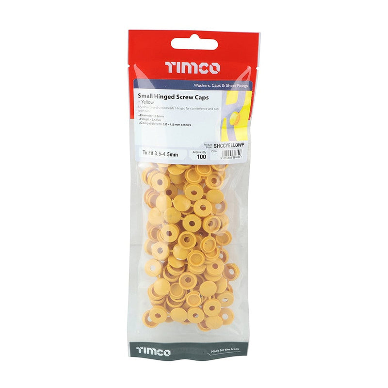 TIMCO Screws TIMCO Hinged Screw Caps Small Yellow - To fit 3.0 to 4.5 Screw