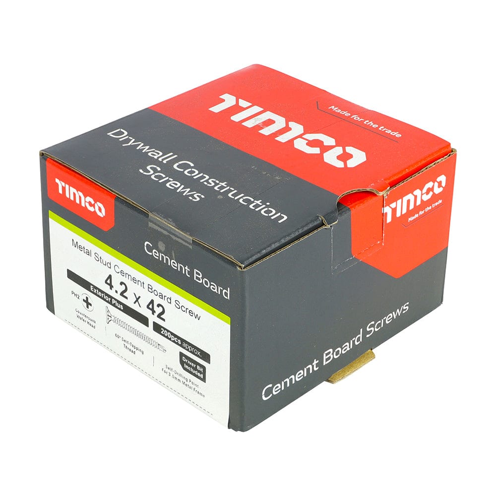 Timcob Timco Self-Drilling Cement Board Countersunk Exterior Silver Screws
