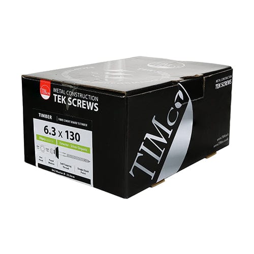 TIMCO Screws TIMCO Self-Drilling Fiber Cement Board Exterior Silver Screw with BAZ Washer - 6.3 x 130