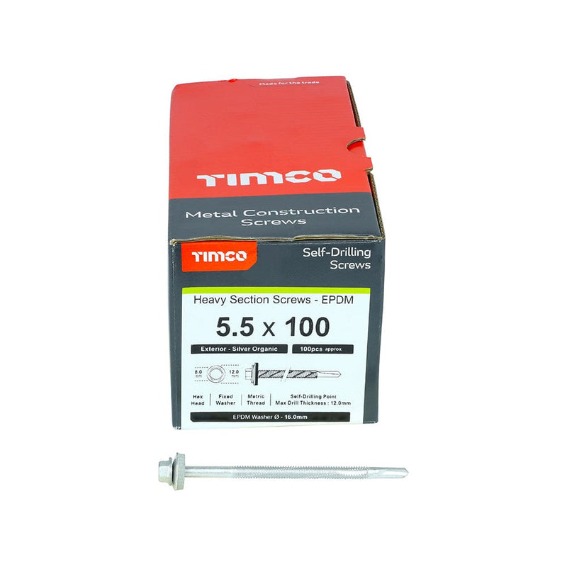 TIMCO Screws TIMCO Self-Drilling Heavy Section Screws Exterior Silver with EPDM Washer