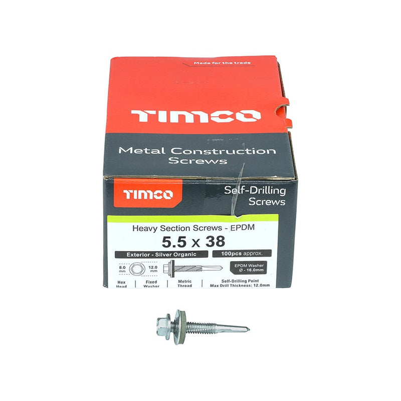 TIMCO Screws TIMCO Self-Drilling Heavy Section Screws Exterior Silver with EPDM Washer