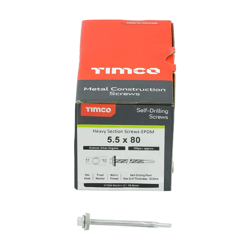 TIMCO Screws TIMCO Self-Drilling Heavy Section Screws Exterior Silver with EPDM Washer