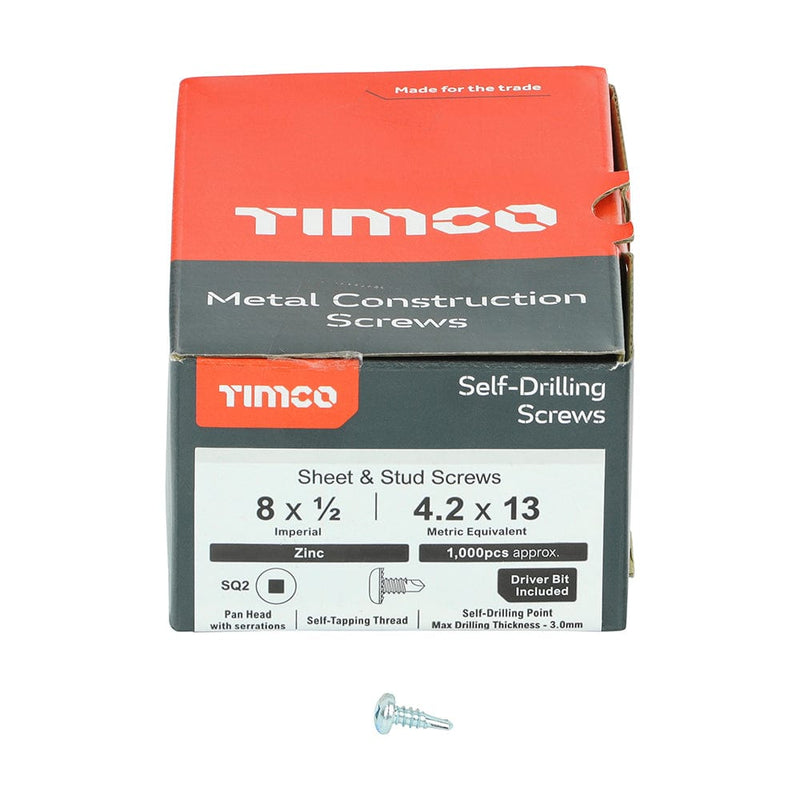 TIMCO Screws TIMCO Self-Drilling Metal Framing Pan Head Silver Screws - 8 x 1/2