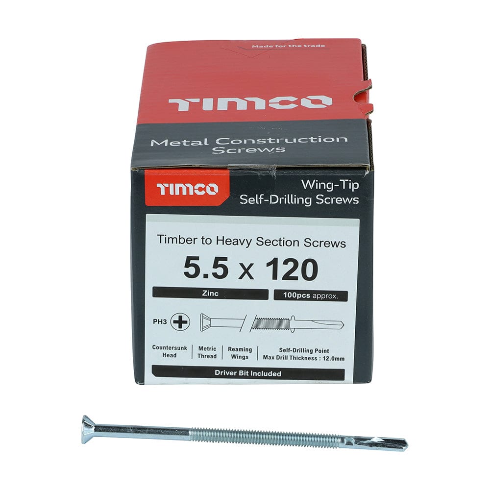 Timco Self-Drilling Wing-Tip Steel To Timber Heavy Section Silver Scre