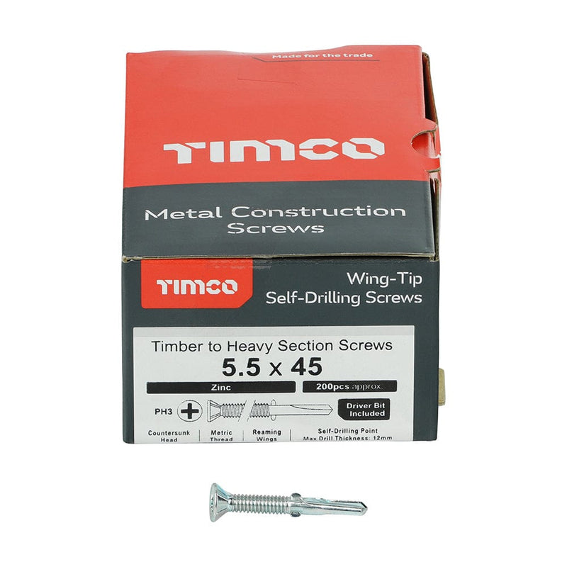 TIMCO Screws TIMCO Self-Drilling Wing-Tip Steel to Timber Heavy Section Silver Screws