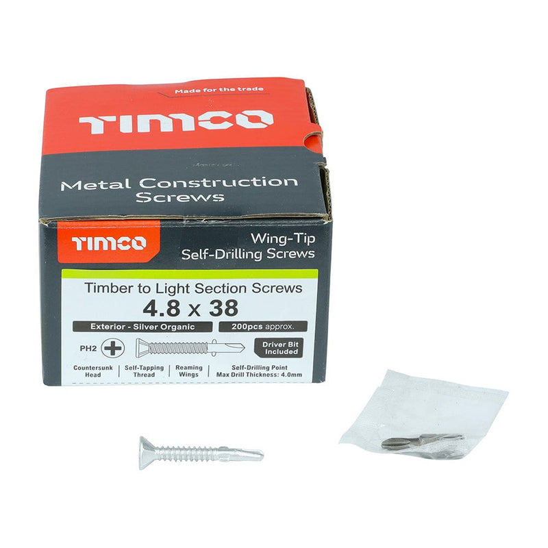 TIMCO Screws TIMCO Self-Drilling Wing-Tip Steel to Timber Light Section Exterior Silver Screws