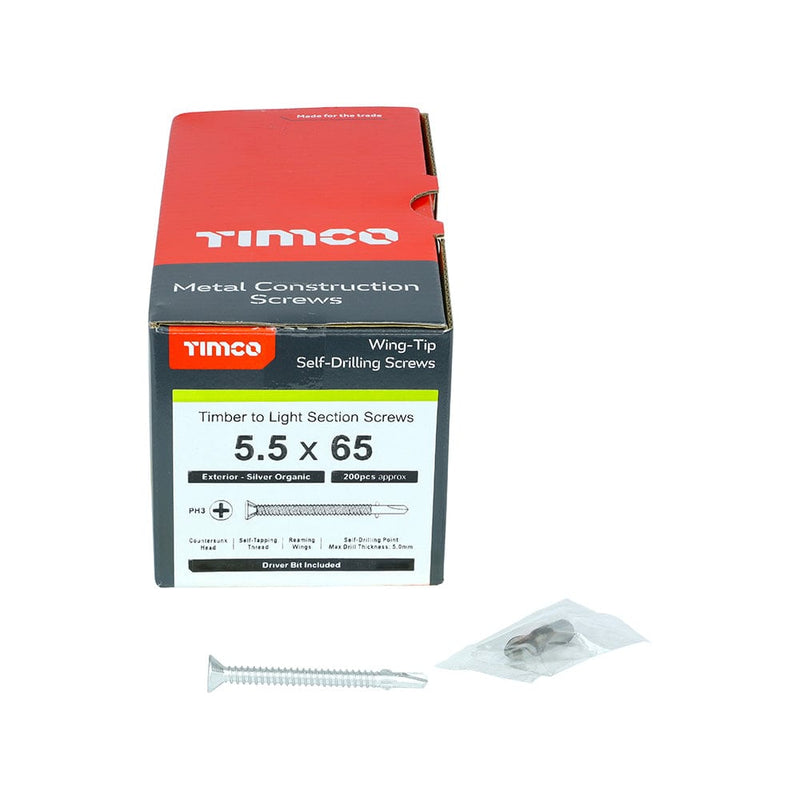 TIMCO Screws TIMCO Self-Drilling Wing-Tip Steel to Timber Light Section Exterior Silver Screws