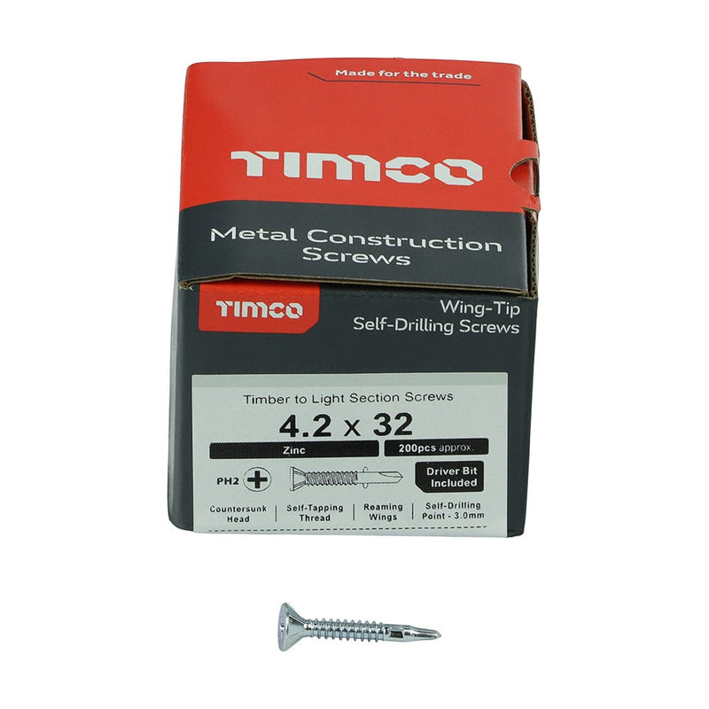 TIMCO Screws TIMCO Self-Drilling Wing-Tip Steel to Timber Light Section Silver Screws