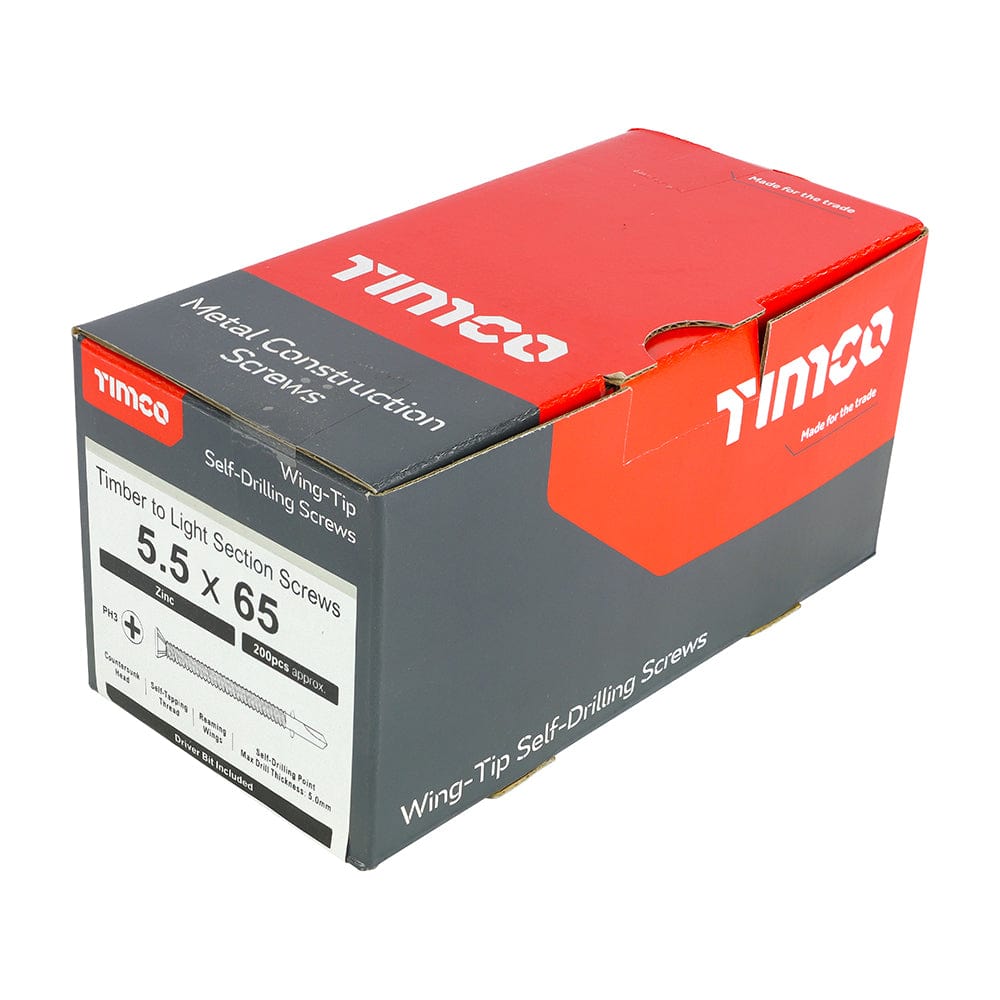 Timco Self-Drilling Wing-Tip Steel To Timber Light Section Silver Scre