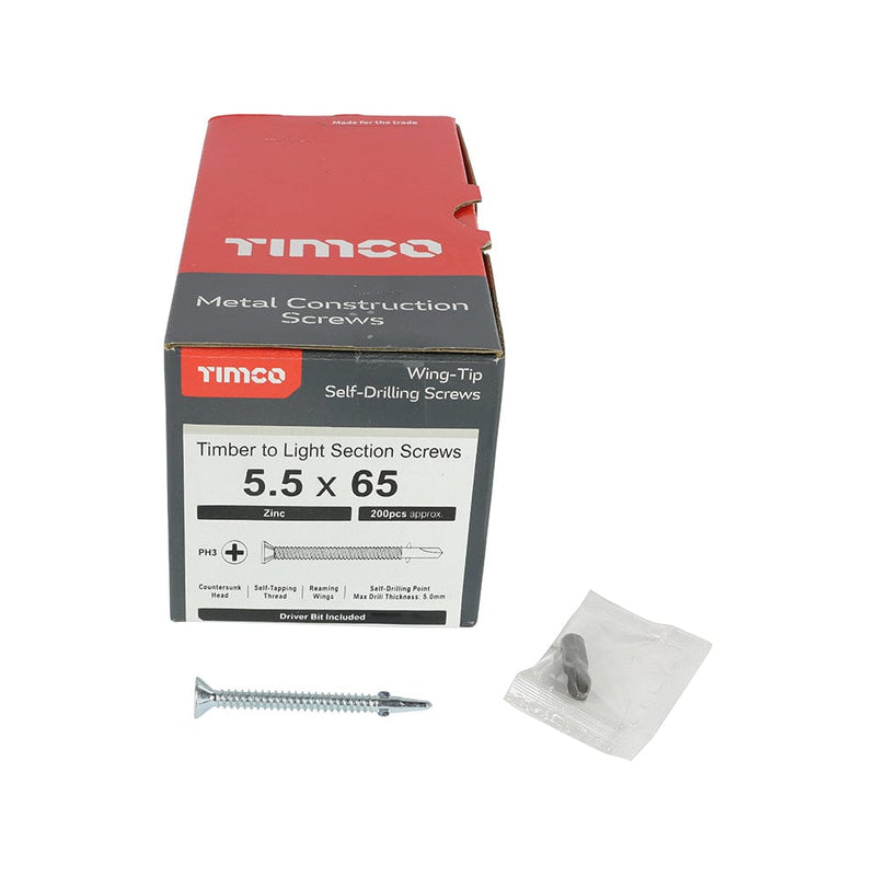 TIMCO Screws TIMCO Self-Drilling Wing-Tip Steel to Timber Light Section Silver Screws