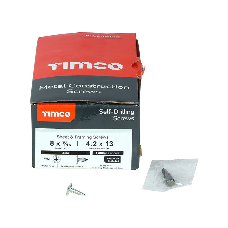 TIMCO Screws TIMCO Sharp Point Wafer Head Silver Screws - 8 x 9/16