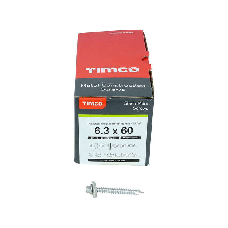 TIMCO Screws TIMCO Slash Point Sheet Metal to Timber Screws Exterior Silver with EPDM Washer