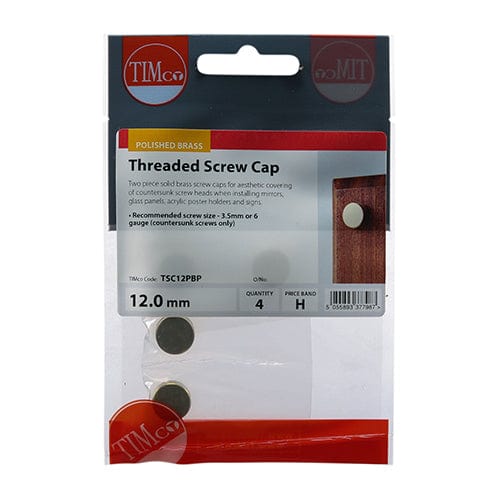 TIMCO Screws TIMCO Threaded Screw Caps Solid Brass Polished Brass