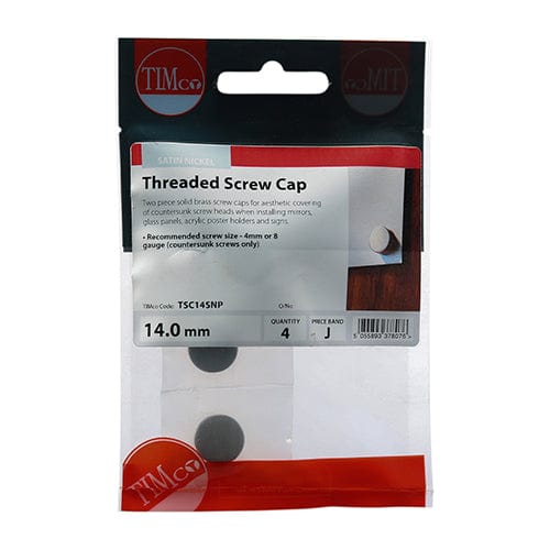 TIMCO Screws TIMCO Threaded Screw Caps Solid Brass Satin Nickel