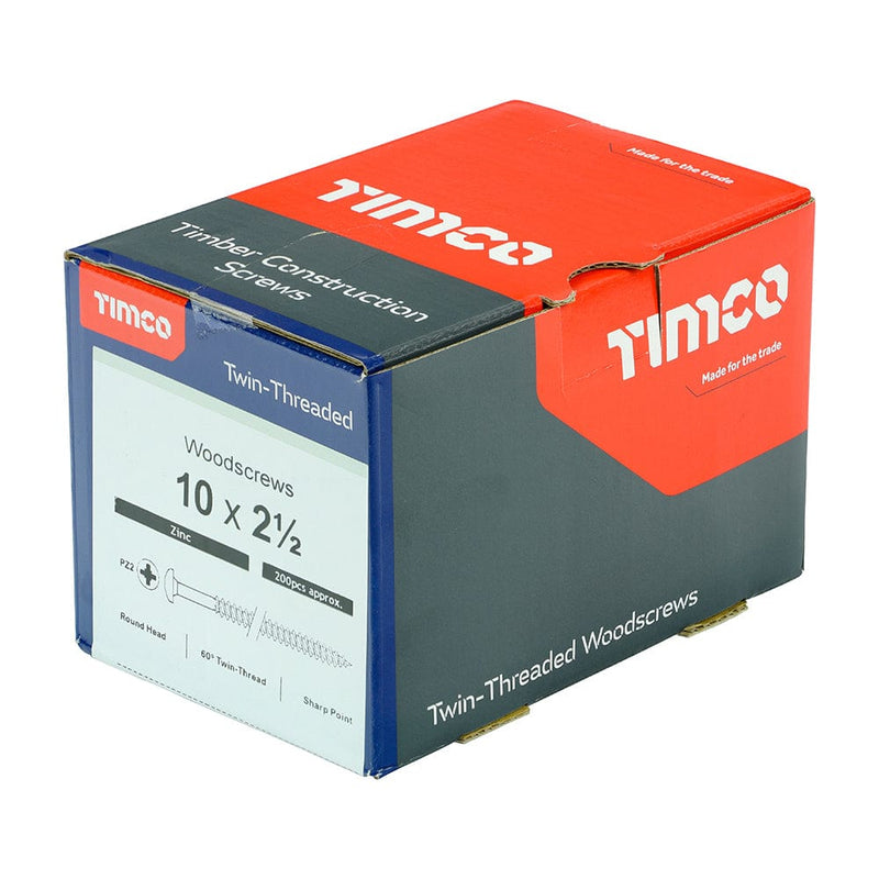TIMCO Screws TIMCO Twin-Threaded Round Head Silver Woodscrews