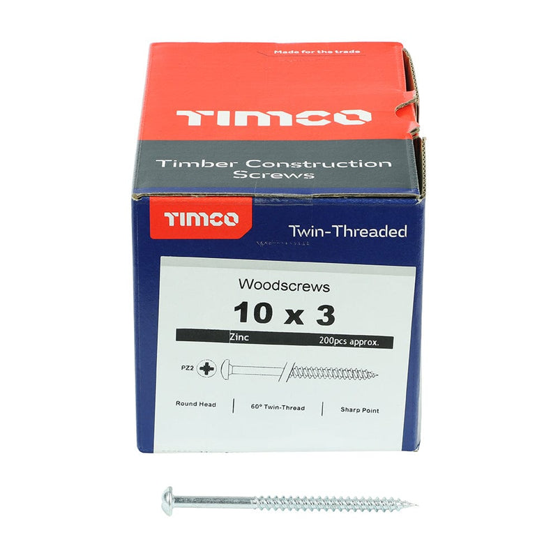 TIMCO Screws TIMCO Twin-Threaded Round Head Silver Woodscrews