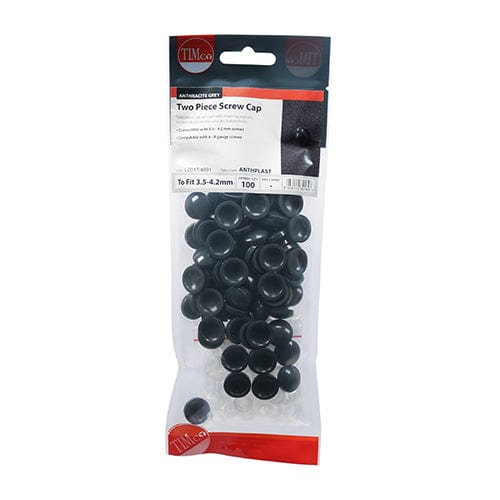 TIMCO Screws TIMCO Two Piece Screw Caps Anthracite Grey - To Fit 3.5 to 4.2 Screw